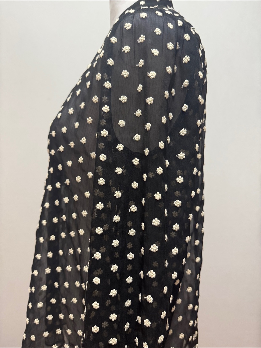 Alice + Olivia Floral Embroidery Button-Front  Sheer Blouse - Picture 9 of 11